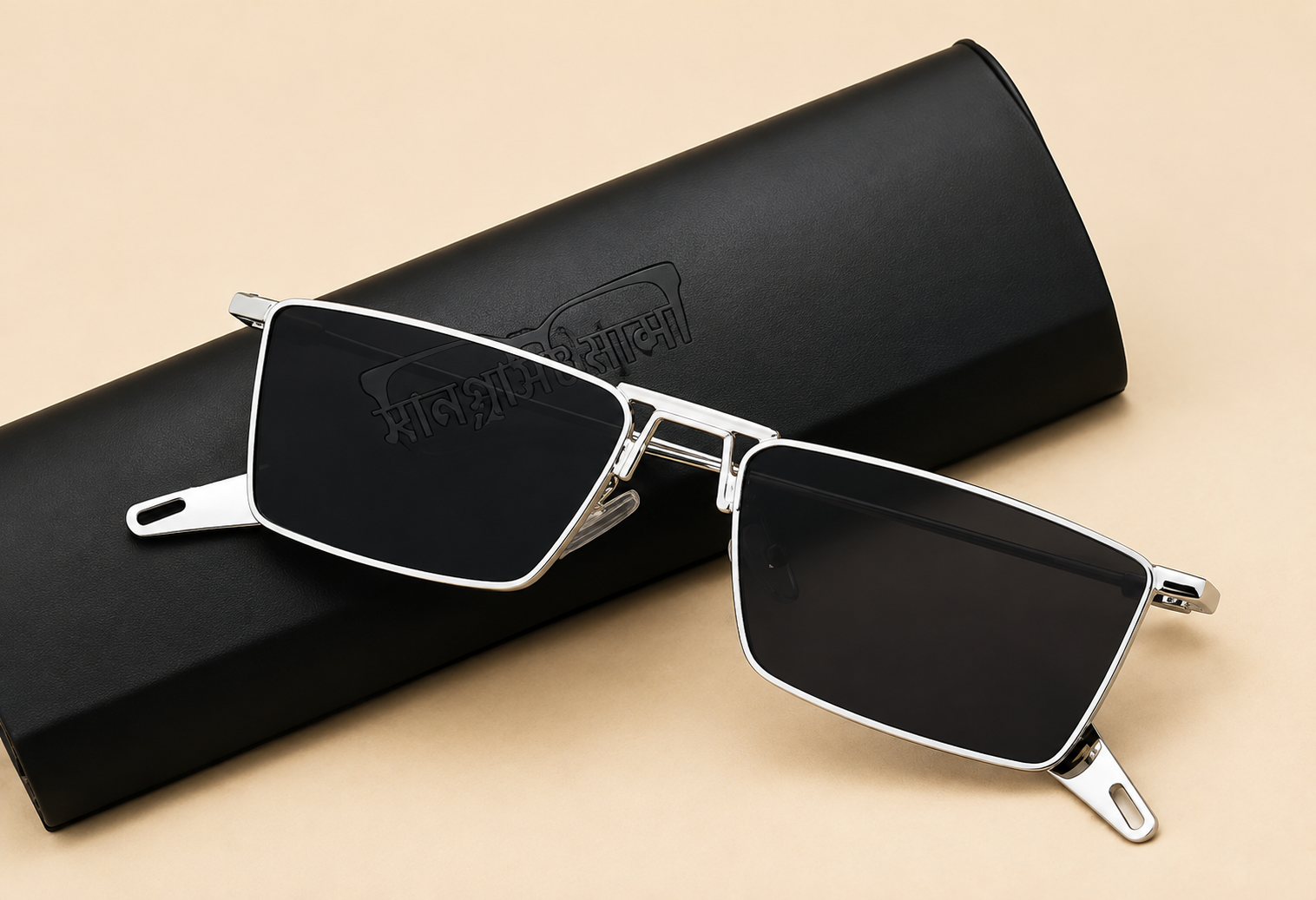 Premium Unisex Silver Frame Rectangular Sunglasses 1